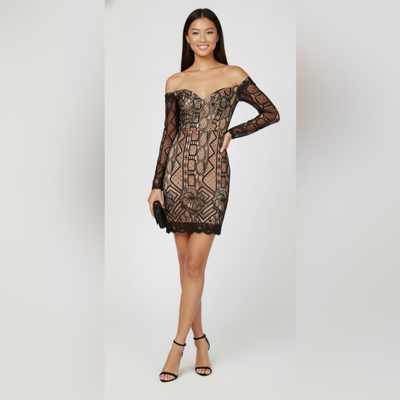 Bardot Zendaya Mini Lace Dress in Black Sz. Medium NWT - Picture 3 of 12